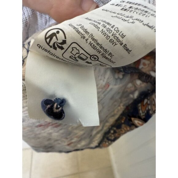 NWT BODEN V Neck Puff Sleeve Paisley Print Jersey Mini Dress 100% Cotton Sz 12P - Picture 6 of 13